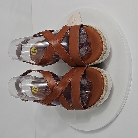 NWT L'Artigiano Lucchese Mia Brown Leather Platform Sandals Leather Womens 9 - Picture 3 of 13